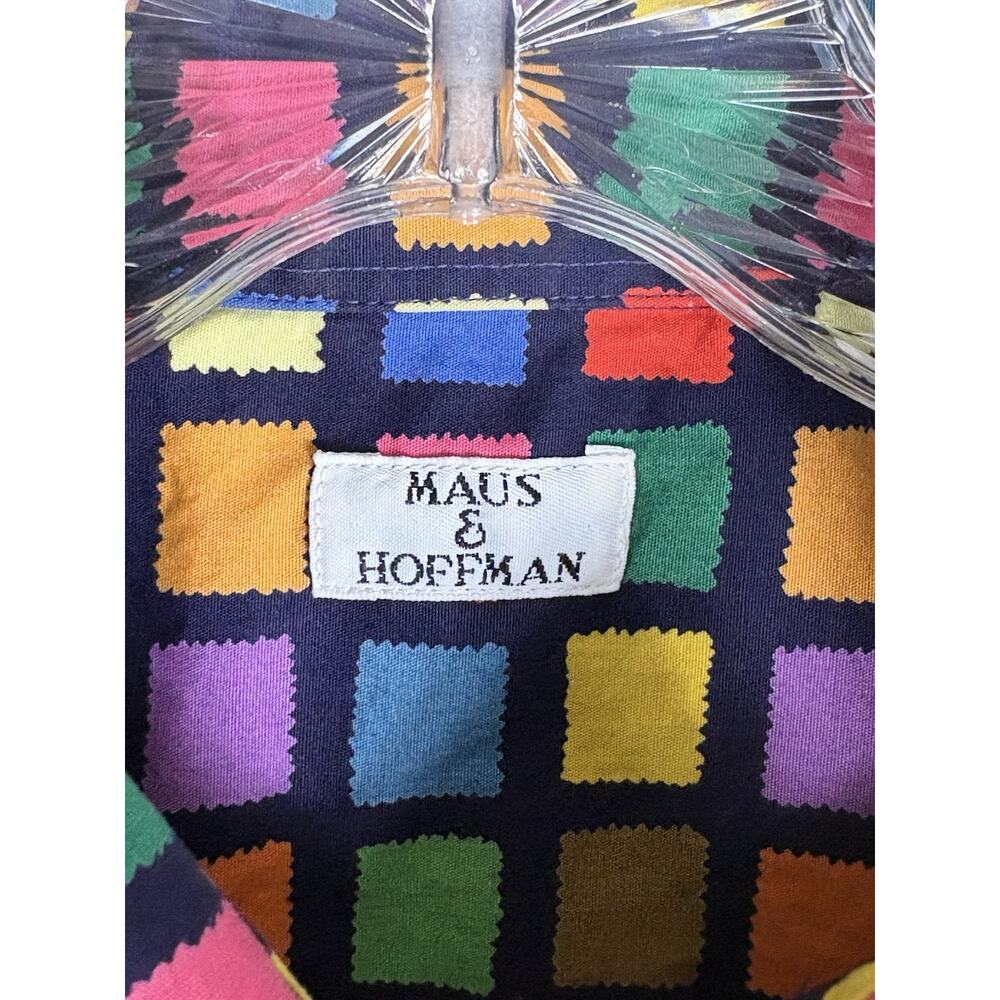 Maus & Hoffman Shirt Men’s Large Multicolored Check Casual Fun Eccentric USA - Picture 3 of 8